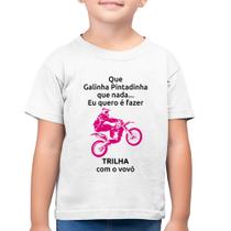 Camiseta Algodão Infantil Trilha com o vovô (moto rosa) - Foca na Moda