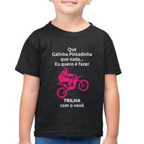 Camiseta Algodão Infantil Trilha com o vovô (moto rosa) - Foca na Moda