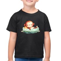 Camiseta Algodão Infantil Ursinho Bebê Na Piscina - Foca na Moda