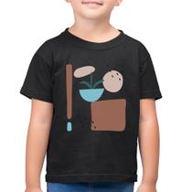 Camiseta Algodão Infantil Vaso de Planta Minimalista Abstrato - Foca na Moda