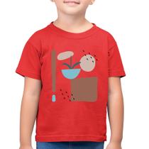 Camiseta Algodão Infantil Vaso de Planta Minimalista Abstrato - Foca na Moda