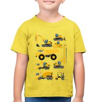 Camiseta Algodão Infantil Veículos de construção - Foca na Moda