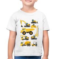 Camiseta Algodão Infantil Veículos de construção - Foca na Moda