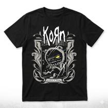 Camiseta Algodão Lançamento Korn 2026 Camisa Plus Size Rock Preta Camiseta Algodão Lançamento Korn 2026 Camisa Plus Size Rock Preta