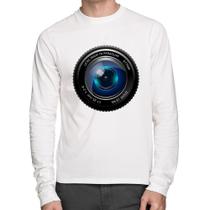 Camiseta Algodão Lente Câmera Manga Longa - Foca na Moda