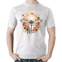 Camiseta Algodão Libélula, Lua e Flores - Foca na Moda