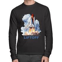 Camiseta Algodão Liftoff: Lançamento do Ônibus Espacial Manga Longa - Foca na Moda