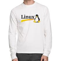 Camiseta Algodão Linux Manga Longa - Foca na Moda