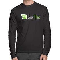 Camiseta Algodão Linux Mint Manga Longa - Foca na Moda