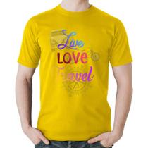 Camiseta Algodão Live Love Travel - Foca na Moda