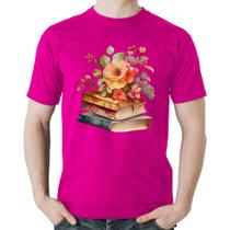Camiseta Algodão Livros e flores - Foca na Moda
