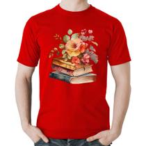 Camiseta Algodão Livros e flores - Foca na Moda