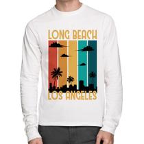 Camiseta Algodão Long Beach Los Angeles Manga Longa - Foca na Moda