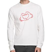 Camiseta Algodão Love Hand Manga Longa - Foca na Moda