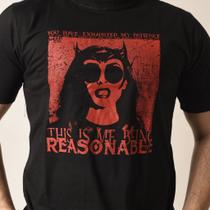 Camiseta Algodão Manga curta Branca Preta Estampada Wanda