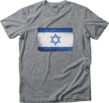 Camiseta Algodão Masculina bandeira Israel Worned Vintage