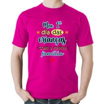 Camiseta Algodão Meu primeiro dia das crianças (azul) - Foca na Moda