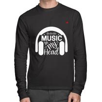 Camiseta Algodão Music in my head Manga Longa - Foca na Moda Camiseta Algodão Music in my head Manga Longa - Foca na Moda