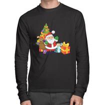 Camiseta Algodão Natal Papai Noel Manga Longa - Foca na Moda