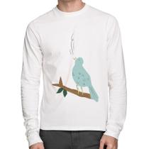 Camiseta Algodão Passarinho Cantando Manga Longa - Foca na Moda