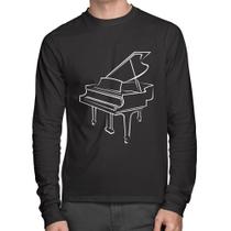 Camiseta Algodão Piano Manga Longa - Foca na Moda