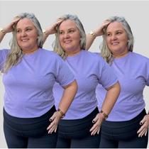 Camiseta Algodão Plus Size Kit 3 Lisa Gola Rendodo Para Verão Moda Confortável Moda Dia a Dia Cam