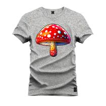 Camiseta Algodão Plus Size Premium Tamanho Especial Cogumelo