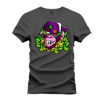 Camiseta Algodão Plus Size Premium Tamanho Especial Macaco Bolado