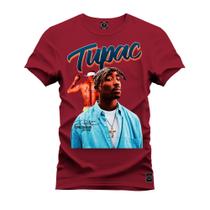 Camiseta Algodão Plus Size Premium Tamanho Especial Tupac Shakur