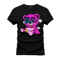 Camiseta Algodão Plus Size Premium Tamanho Especial Urso Amassado