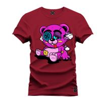 Camiseta Algodão Plus Size Premium Tamanho Especial Urso Amassado