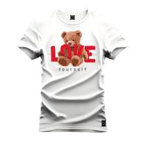 Camiseta Algodão Plus Size Premium Tamanho Especial Urso Love Grau