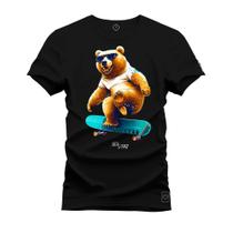 Camiseta Algodão Plus Size Premium Tamanho Especial Urso Manobras