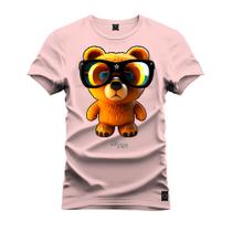 Camiseta Algodão Plus Size Premium Tamanho Especial Urso Oculos