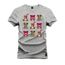 Camiseta Algodão Plus Size Premium Tamanho Especial Ursos Multiplicados