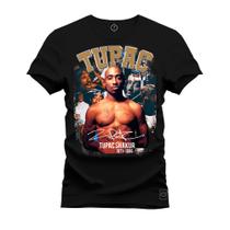 Camiseta Algodão Plus Size Tamanho Grande Tupac Gangue