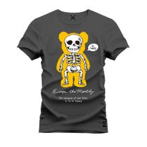 Camiseta Algodão Plus Size Tamanho Grande Urso Caveira Bolada Chok