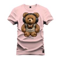 Camiseta Algodão Plus Size Tamanho Grande Urso De Fone