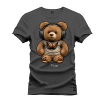 Camiseta Algodão Plus Size Tamanho Grande Urso De Fone