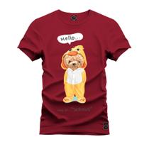 Camiseta Algodão Plus Size Tamanho Grande Urso Hello