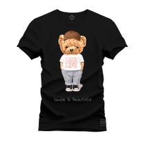 Camiseta Algodão Plus Size Tamanho Grande Urso Menders