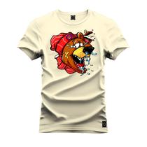 Camiseta Algodão Plus Size Tamanho Grande Urso Raiva