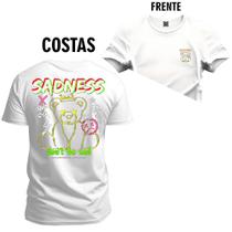 Camiseta Algodão Plus Size Tamanho Grande Urso Sadnes Frente e Costas