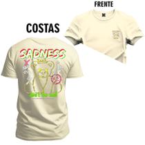 Camiseta Algodão Plus Size Tamanho Grande Urso Sadnes Frente e Costas