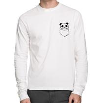 Camiseta Algodão Pocket Panda Manga Longa - Foca na Moda