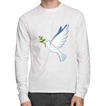 Camiseta Algodão Pomba da Paz Manga Longa - Foca na Moda Camiseta Algodão Pomba da Paz Manga Longa - Foca na Moda