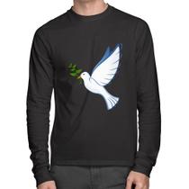 Camiseta Algodão Pomba da Paz Manga Longa - Foca na Moda Camiseta Algodão Pomba da Paz Manga Longa - Foca na Moda