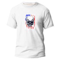 Camiseta Algodão Premium Básica Estampa Digital Caveira Dtf