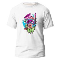 Camiseta Algodão Premium Básica Estampa Digital Caveira RGB