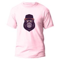 Camiseta Algodão Premium Básica Estampa Digital Gorila Boné